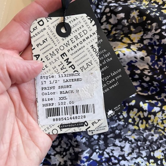 EPNY Tennis Golf Skort XXL EP New York Shorts Skirt Black Mosiac POCKET Layered - Picture 5 of 9